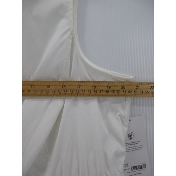 Athleta Top 1X Plus Levitate Poplin Tank Blouse Cinch Waist NEW * - Picture 8 of 13